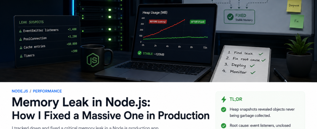 Memory Leak in Node.js: How I Fixed a Massive One in Production