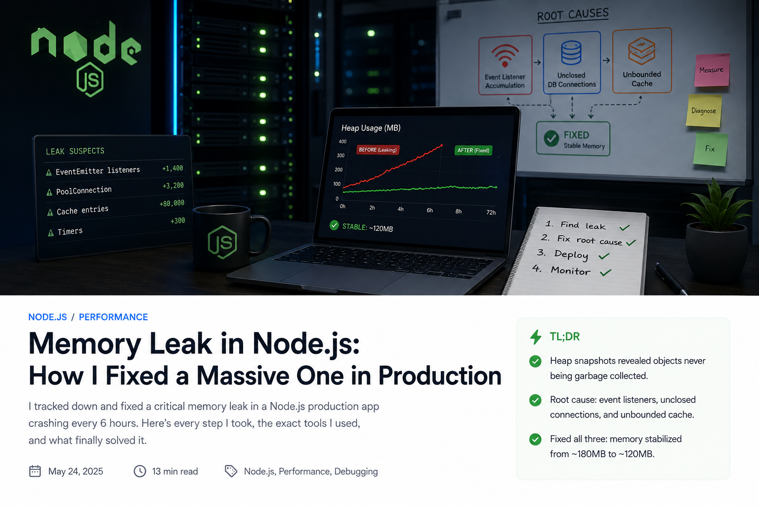 Memory Leak in Node.js: How I Fixed a Massive One in Production