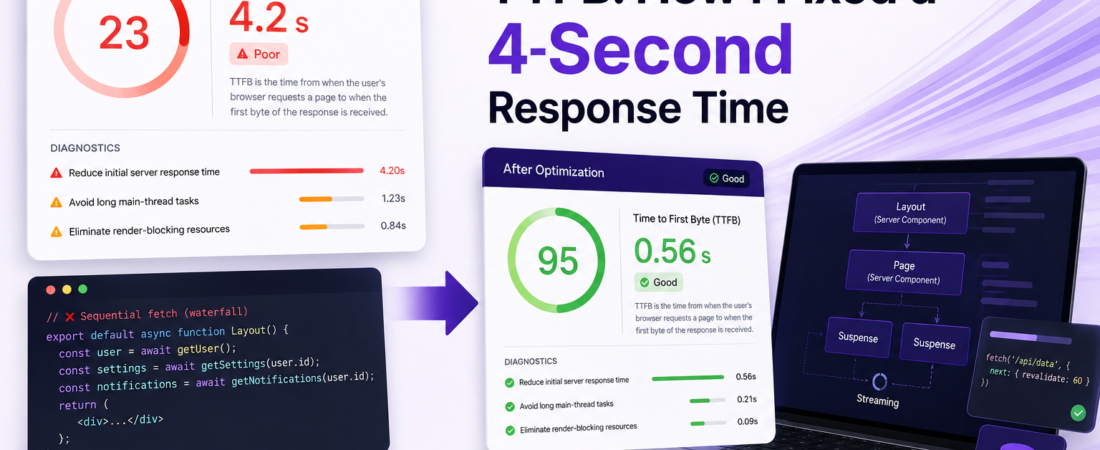 Next.js App Router TTFB: How I Fixed a 4-Second Response Time