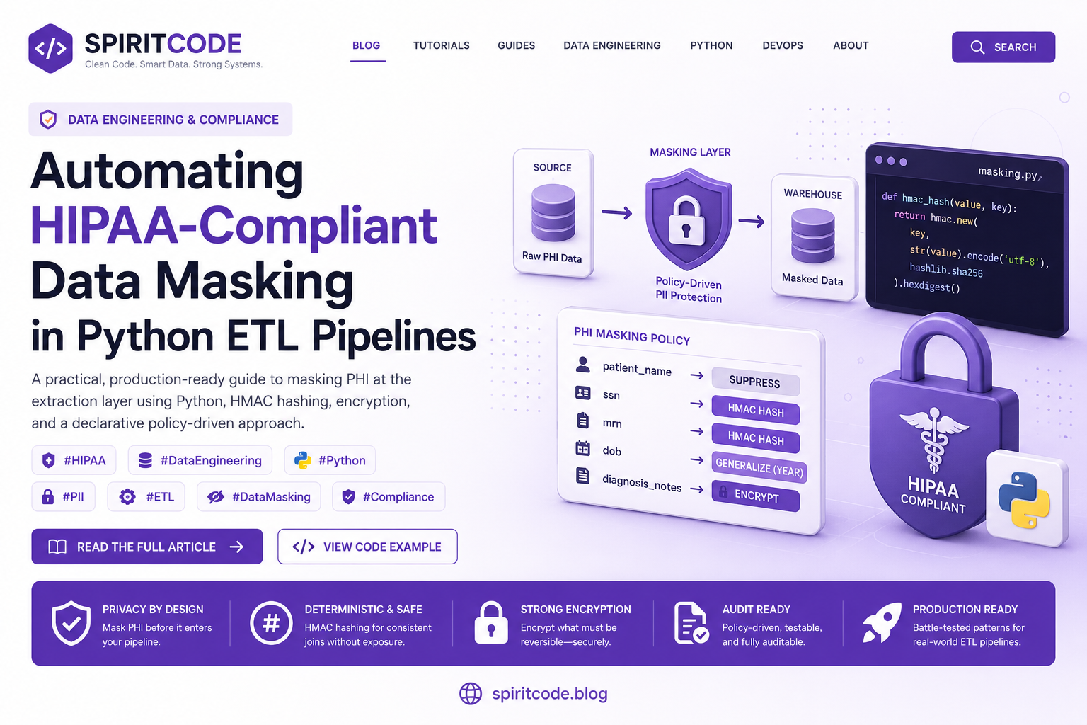Automating HIPAA-Compliant Data Masking in Python ETL Pipelines