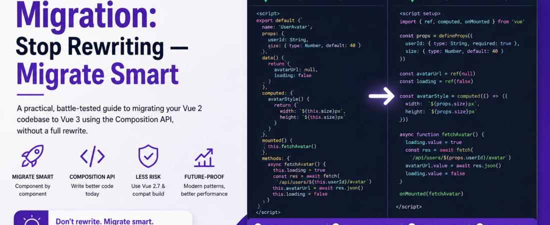 Vue 2 to Vue 3 Migration: Stop Rewriting — Migrate Smart