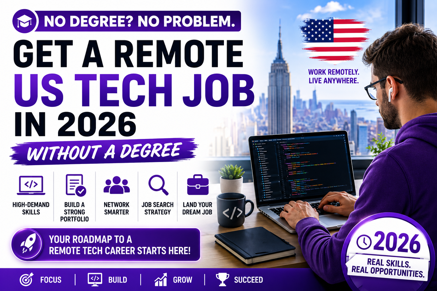 How to Get a Remote US Tech Job in 2026 Without a Degree: A Realistic Roadmap
