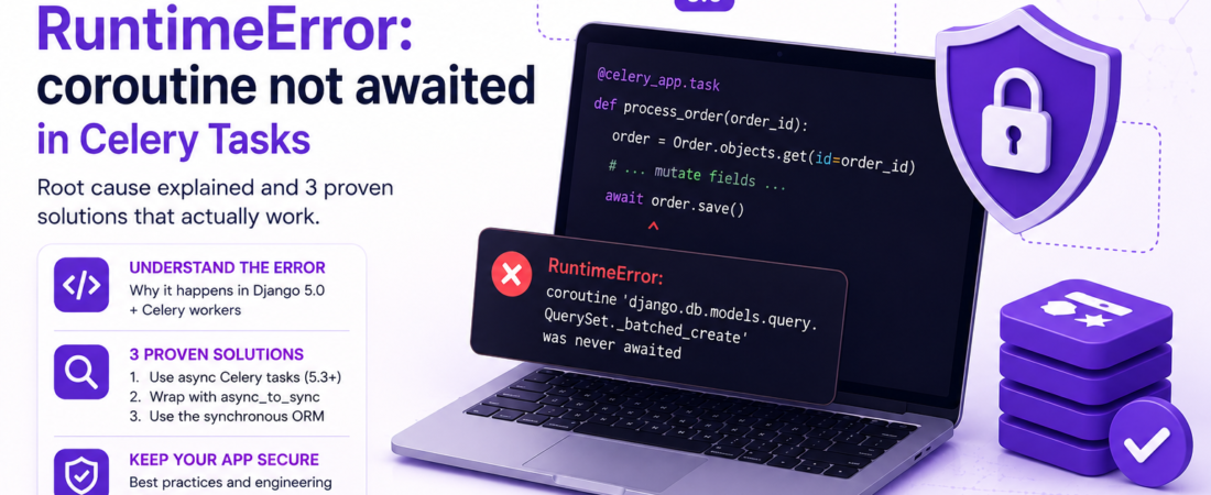 Why does Django 5.0 raise ‘RuntimeError: coroutine not awaited’ when using async ORM inside a Celery task