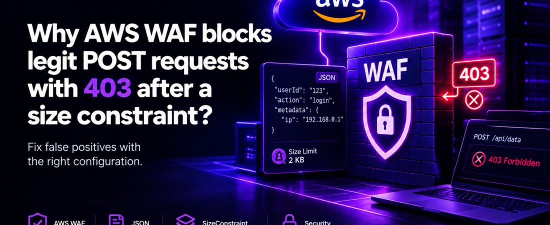 Why does AWS WAF block legitimate POST requests with “403 Forbidden” after adding a size constraint on the body for JSON payloads?