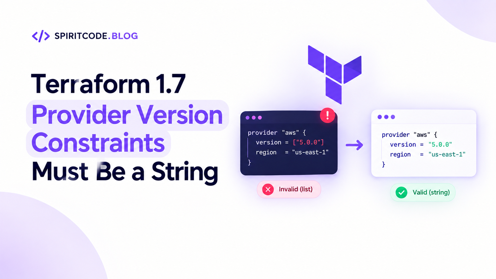 Why Terraform plan shows Provider version constraints must be a string