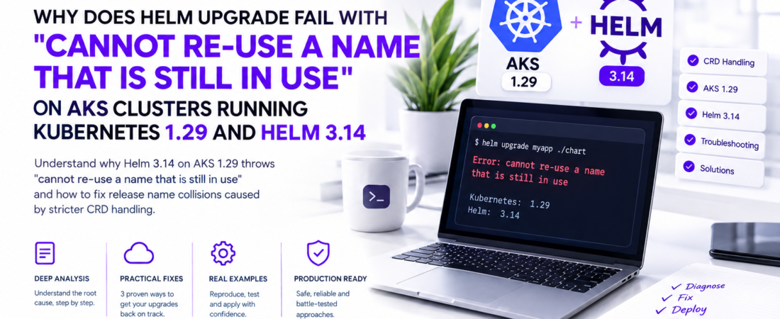 Helm upgrade fails with “cannot re-use a name that is still in use” on AKS 1.29