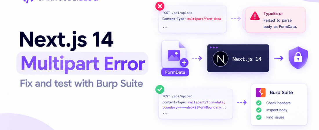 Why does Next.js 14 fail to parse my multipart/form-data upload, and how do I test it with Burp Suite?